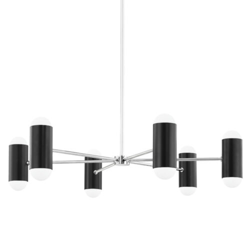 Twelve Light Chandelier Black and Nickel